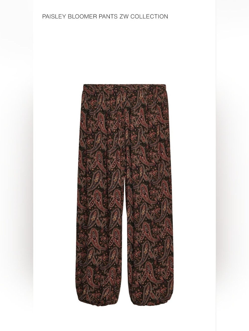 Zara ZW Collection Paisley Joggers